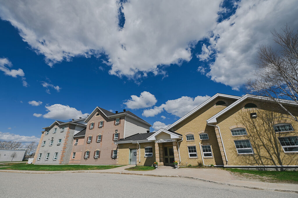 Residence buildings outside at Northern College Timmins Campus