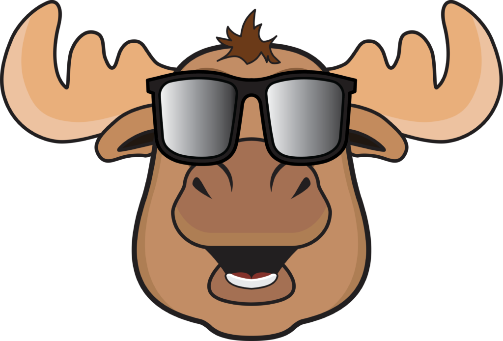 graphic illustration of moose mascot face wearing sunglasses