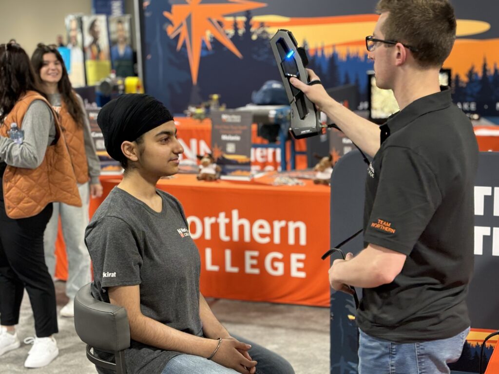 Go!SCAN 3D scanner in use with student at Skills Ontario Conference in 2024