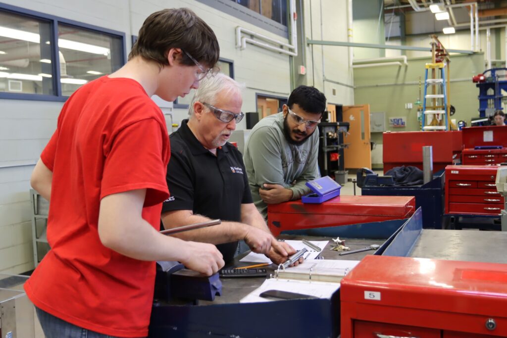 trades students in shop